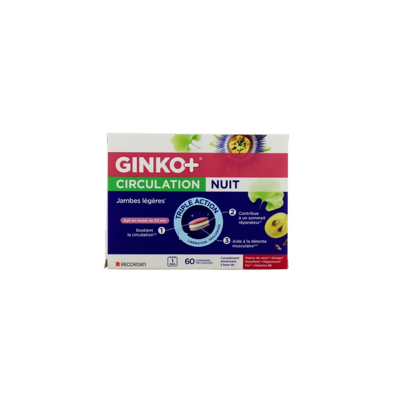 Ginko+ Circulation - Nuit Jambes Légères, 60 Comprimés