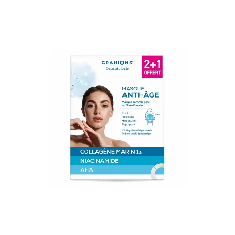 Granions Dermatologie Masque Seconde Peau Anti-Âge x3