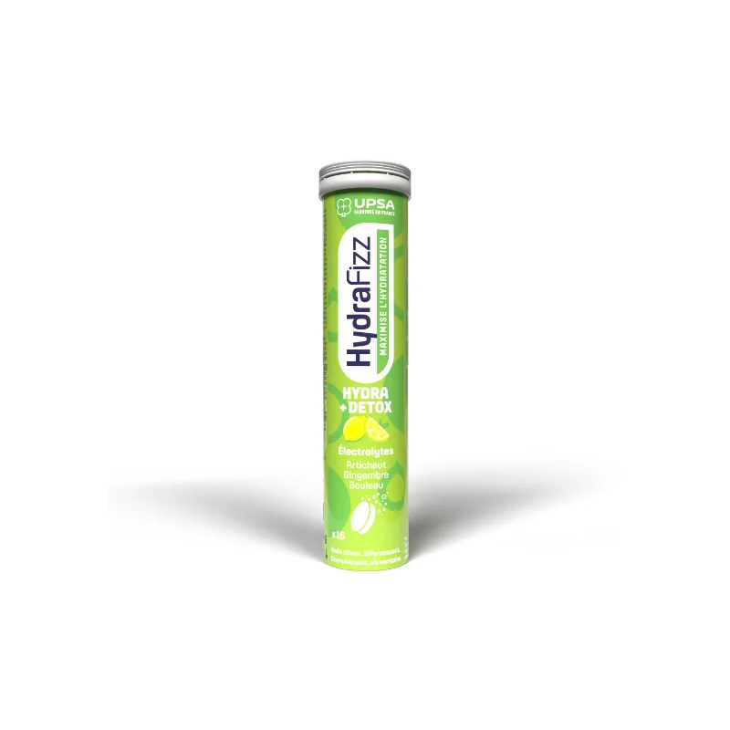 UPSA HYDRAFRIZZ - Hydra + Détox - Goût Citron, 16 Comprimés Effervescents