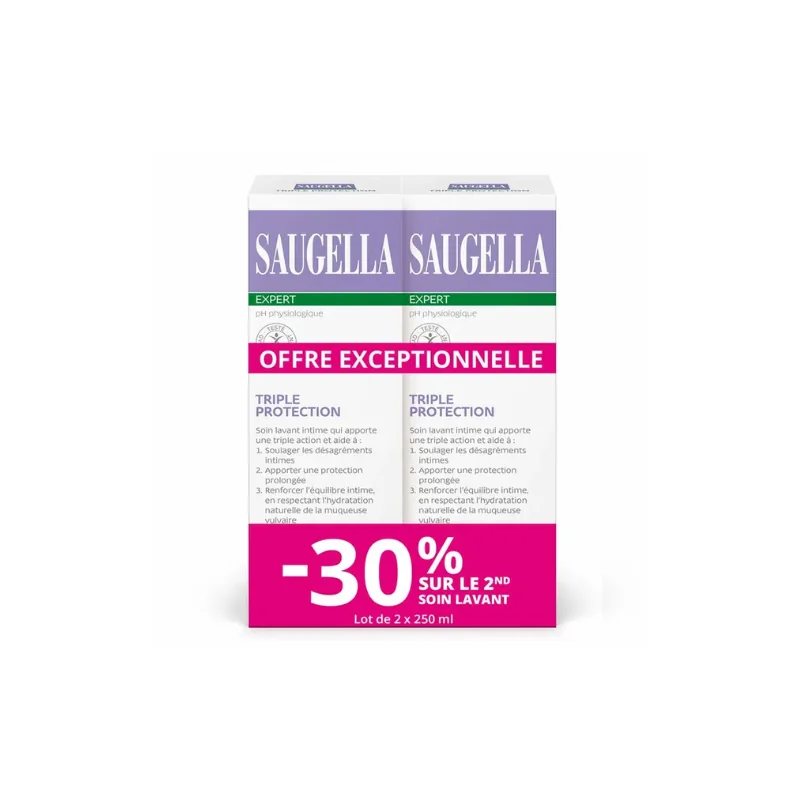 Saugella Triple Protection Soin Lavant Intime Inconforts intimes 2x250ml