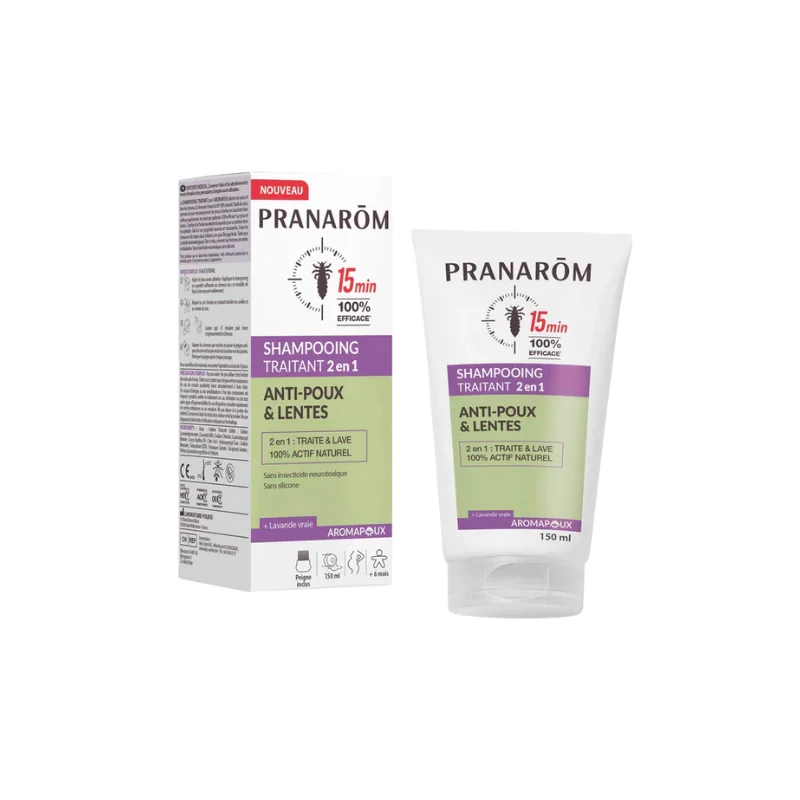 Pranarom AROMAPOUX - Shampooing Traitant 2 en 1 Poux et Lentes, 150ml