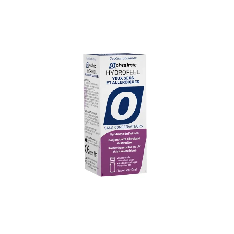 Ophtalmic Hydrofeel Gouttes oculaire Yeux Secs et Allergiques 10 mL