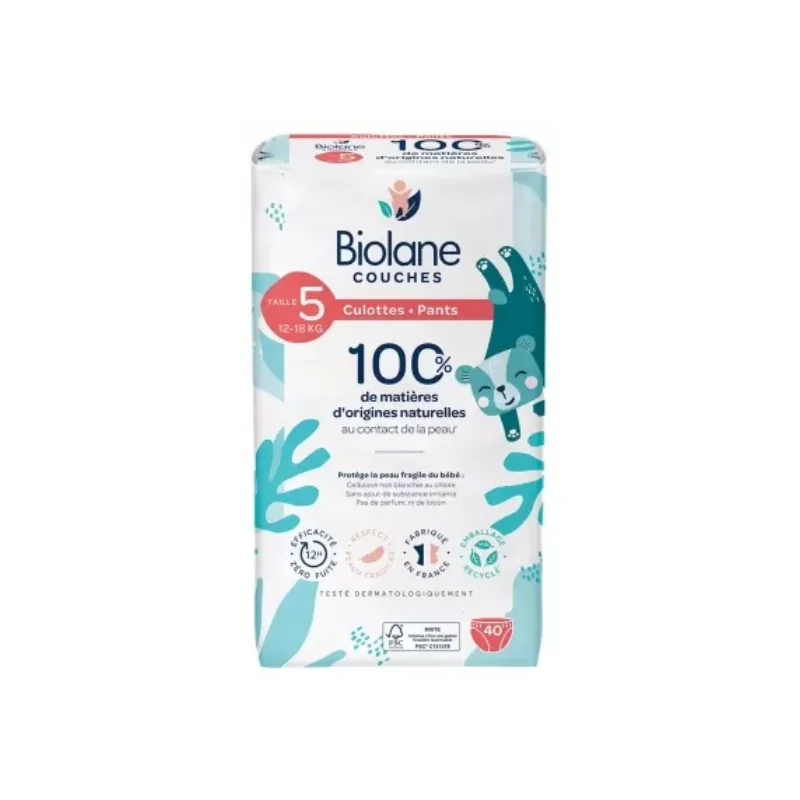 Biolane Culottes Naturelles 40 Culottes Taille 5 (12-18 kg)