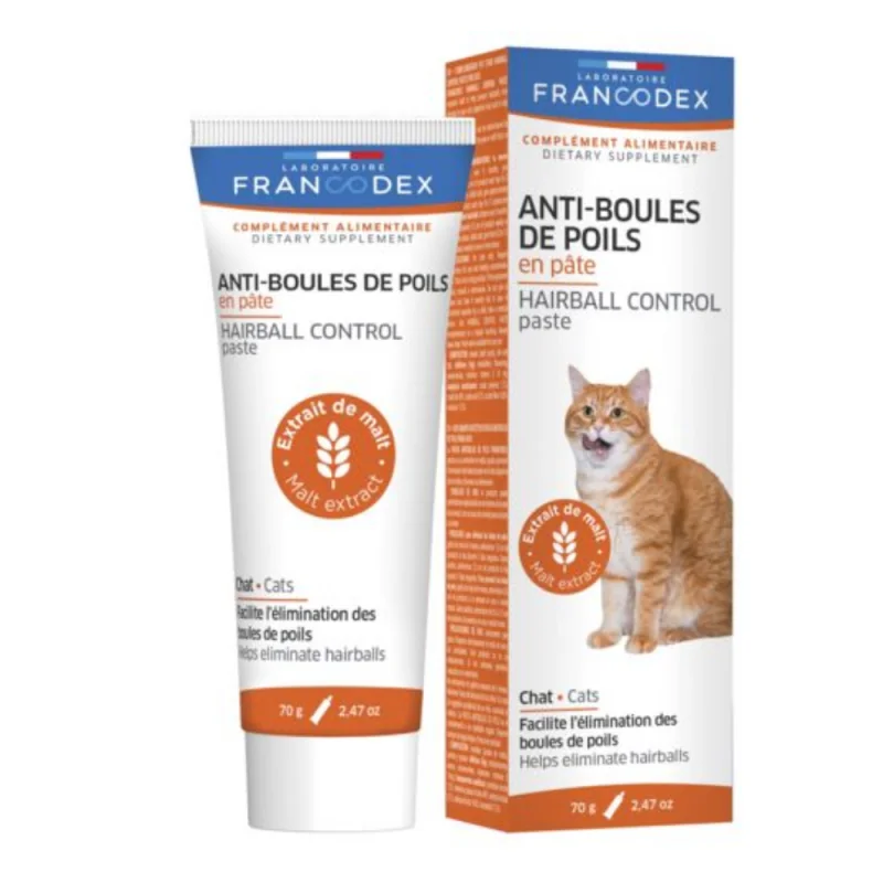 FRANCODEX Anti-boules de poils en pâte pour chat 70 g