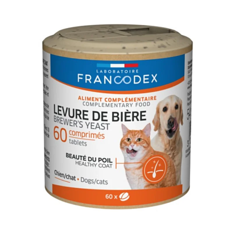 Francodex Levure de Bière Pour chiens et chats, boite de 60 comprimés