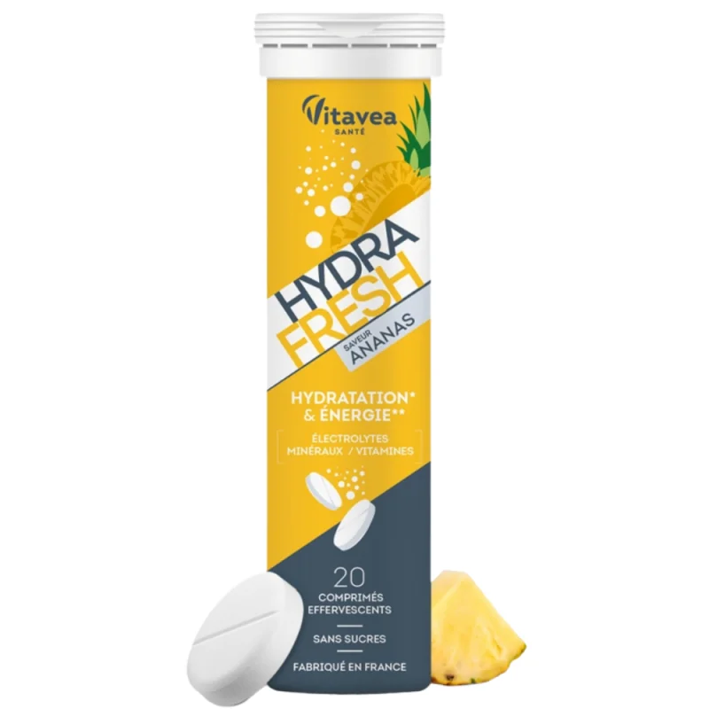 Vitavea HydraFresh Hydratation & Énergie – 20 comprimés effervescents Ananas