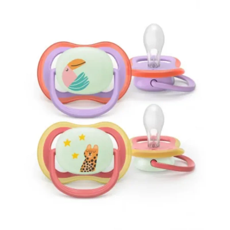 Avent Lot de 2 sucettes Ultra Air Night Orthodontiques +18 mois