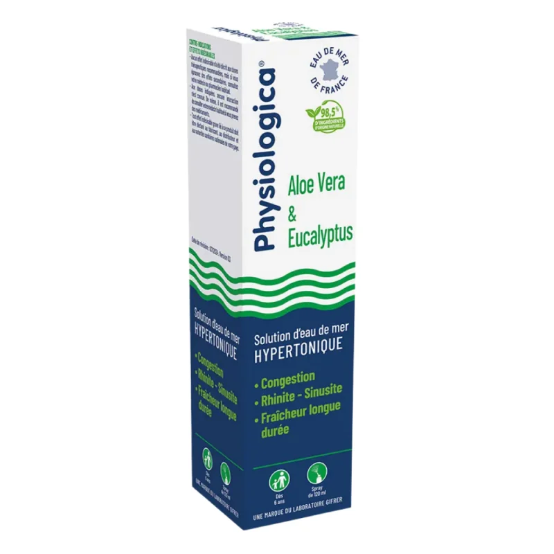 Gifrer Physiologica Solution d'eau de mer isotonique Aloe Vera & Eucalyptus 120ml