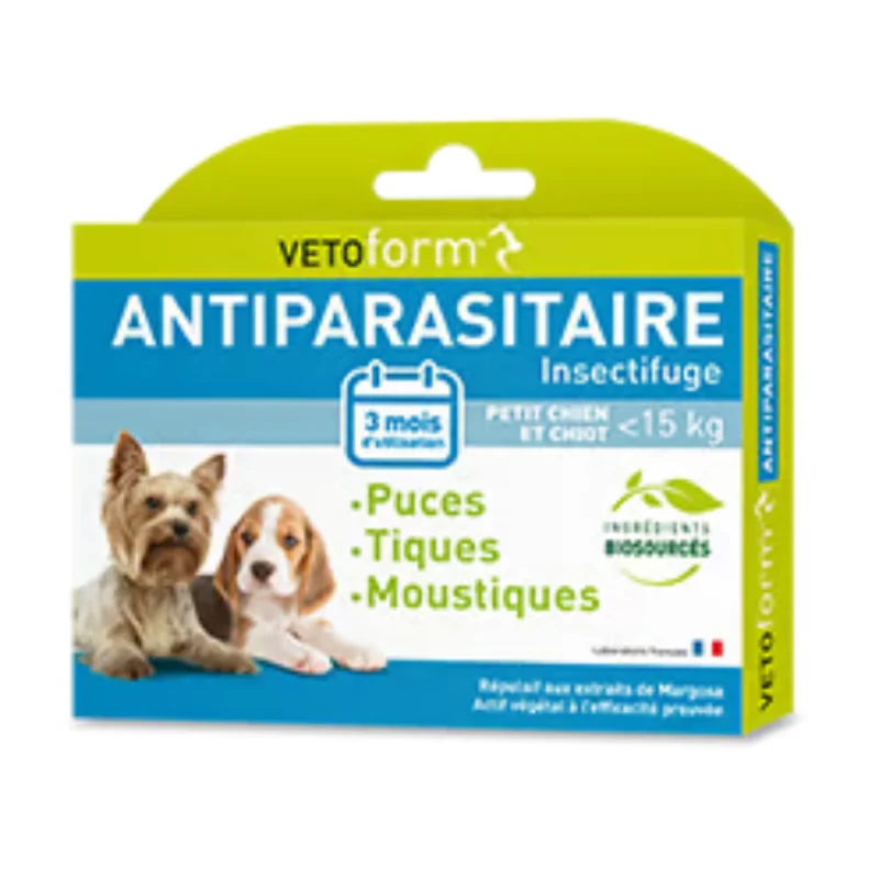 Vetoform Antiparasitaire en Pipettes pour Chiens de Moins de 15 kg x3