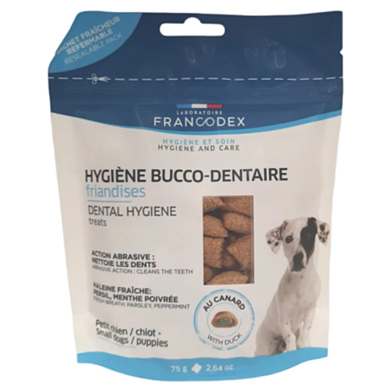Francodex Friandises Hygiène Bucco-Dentaire 75g Pour chiot et petit Chien