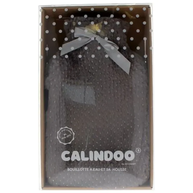 Calindoo Bouillotte à eau avec housse grise brillante