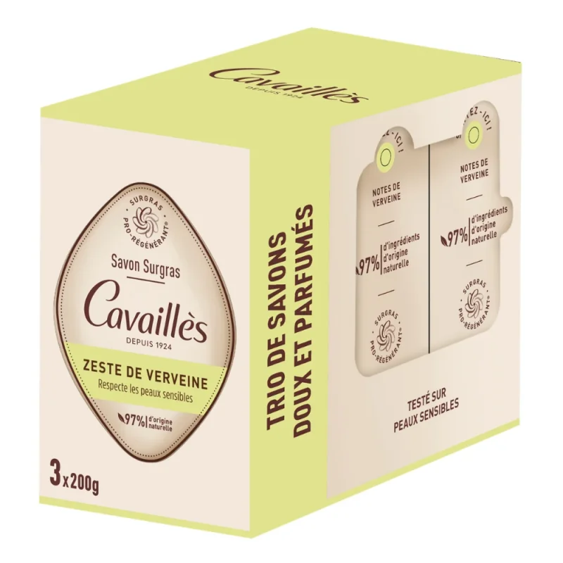 Cavaillès Savon Surgras Verveine Lot de 3 x 200 g