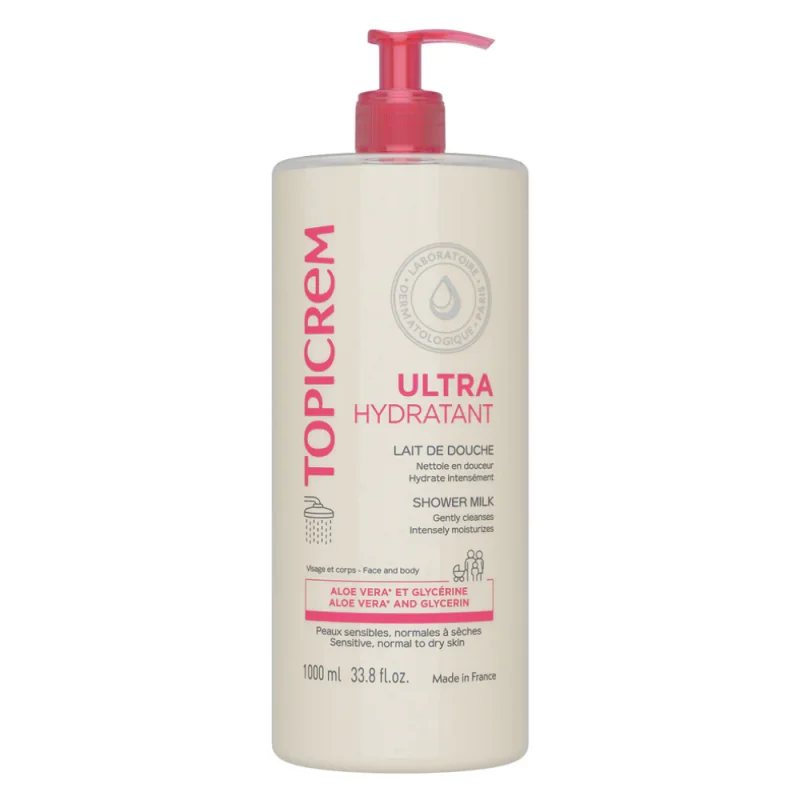 Topicrem Lait de douche ultra hydratant - flacon-pompe de 1L