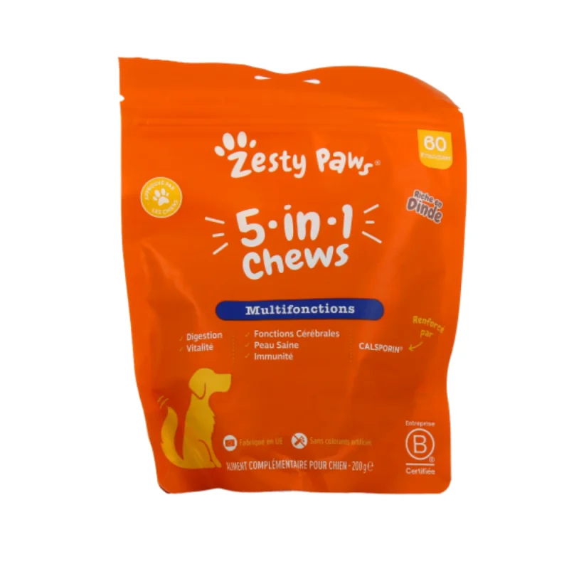 Zesty Paws 9 in Chews 60 Friandises Dinde