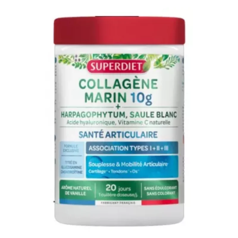 Superdiet Collagène Marin 10 g + Harpagophytum et Saule Blanc 220 g
