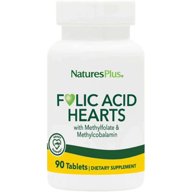 Natures Plus Folic Acid Hearts 90 comprimés