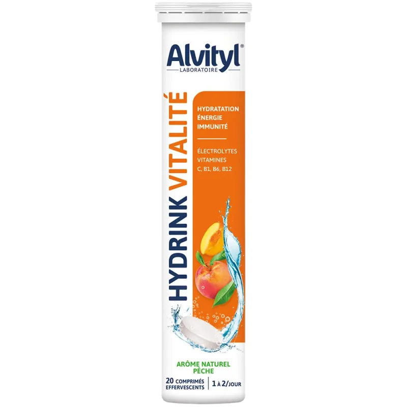 Alvityl Hydrink Vitalité Pêche 20 comprimés effervescents