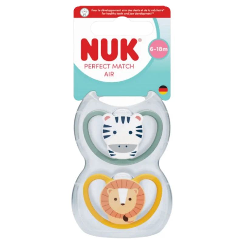 NUK Perfect Match Air – Lot de 2 sucettes physiologiques 6–18 mois