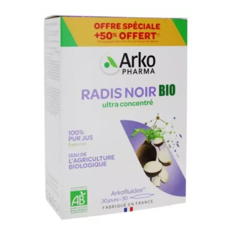 Arkopharma Arkofluides Radis Noir Bio 20 Ampoules + 10 Ampoules Offertes